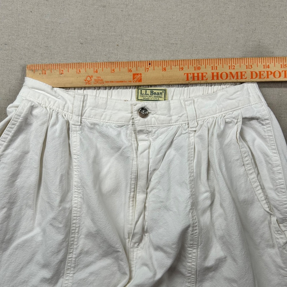 Vintage LL Bean Pants Womens 12 Linen Blend Mom High Rise Taper 80s USA White - Picture 8 of 11